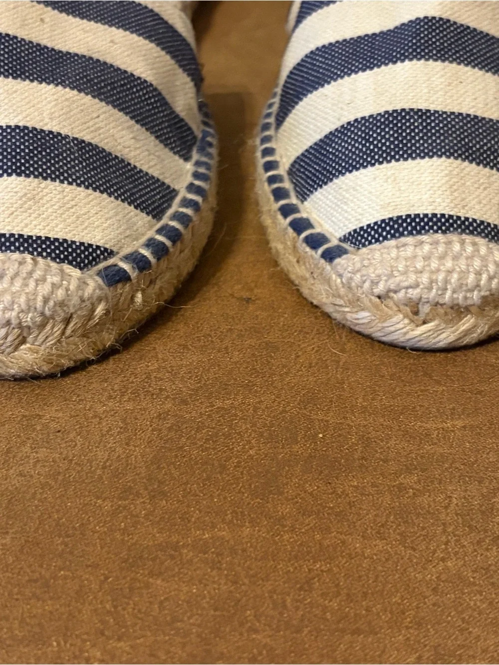 Romena Navy & White Striped Espadrille Lace-Up Flats Sz EU 39 runs small US8